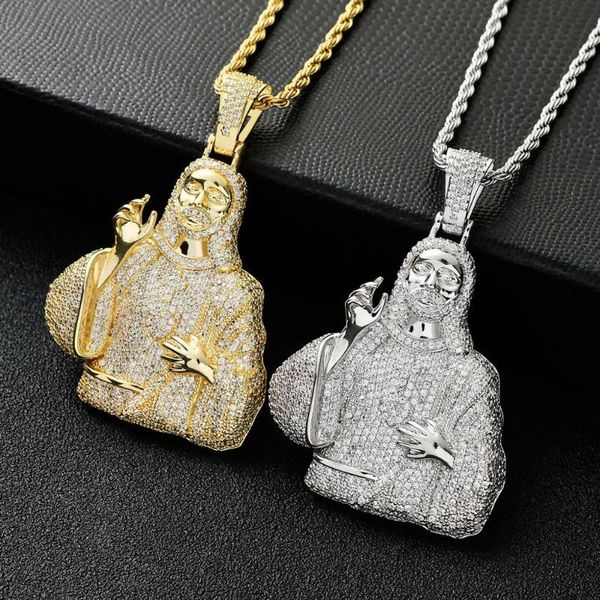 anztilam big hip hop gold color stainless steel iced out bling full cubic zirconia big jesus piece head pendants necklaces, Silver
anztilam big hip hop gold color stainless steel iced out bling full cubic zirconia big jesus piece head pendants necklaces, Silver