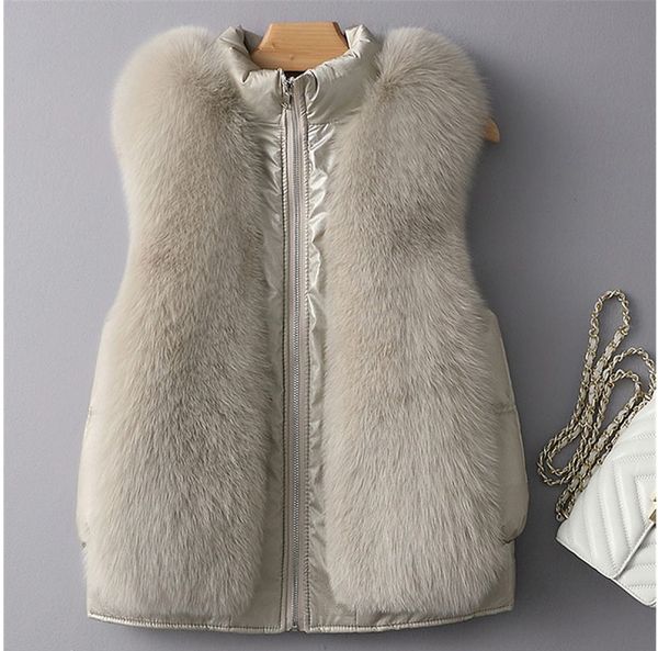 new winter women faux fox fur coat luxury fake fur coat loose zipper overcoat thick warm female plush sleeveless vest, Black
new winter women faux fox fur coat luxury fake fur coat loose zipper overcoat thick warm female plush sleeveless vest, Black