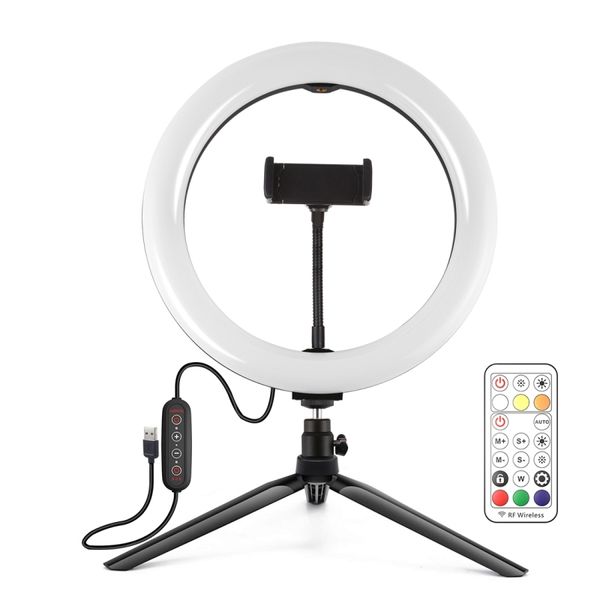 New 10inch 26cm Usb Charger Selfie Ring Light Flash Led Camera Phone Marquee Rgb Led Ring Light 168 Dual-color Dimmable