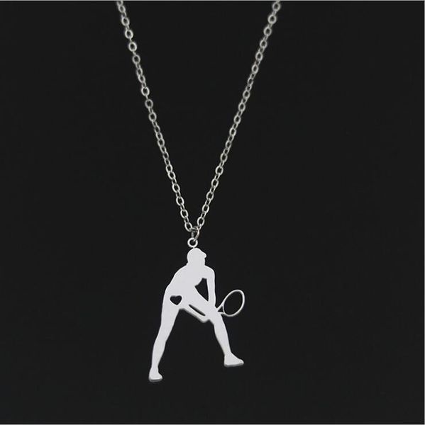 pendant necklaces stainless steel tennis players necklace--drop, Silver 
pendant necklaces stainless steel tennis players necklace--drop, Silver