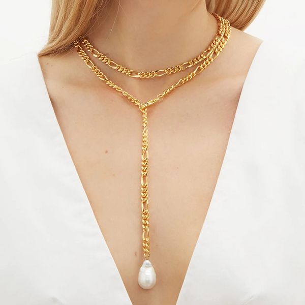 2020 femme long chain natural pearl pendant necklace cadenas de acero inoxidable para 2020 new hip hop trend bizuteria baroque, Silver
2020 femme long chain natural pearl pendant necklace cadenas de acero inoxidable para 2020 new hip hop trend bizuteria baroque, Silver