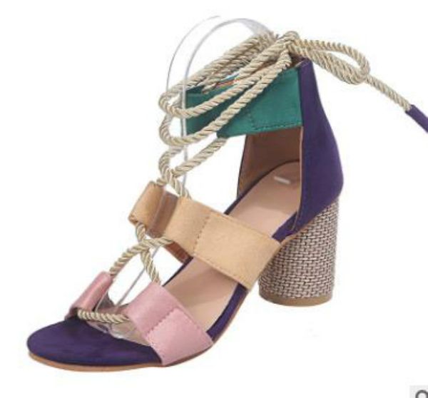 popular women shoes color block thick heel lace open toe color sandals -shelala, Black
popular women shoes color block thick heel lace open toe color sandals -shelala, Black