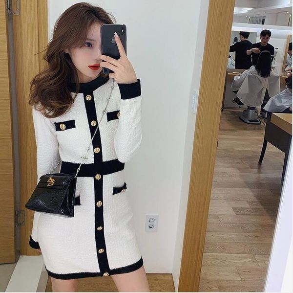 2020 autumn new knit dress goddess long sleeve slimming temperament black and white lady skirt ing, Black;gray
2020 autumn new knit dress goddess long sleeve slimming temperament black and white lady skirt ing, Black;gray