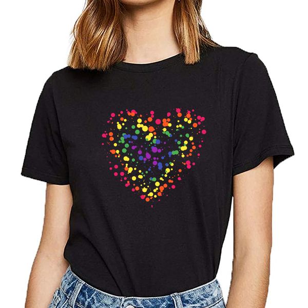 t shirt women polka dotted rainbow lgbt funny white cotton female tshirt