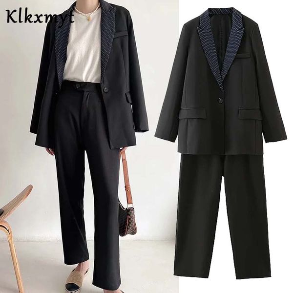 klkxmyt two pieces sets women england office dot single button blazers women jackets and suit pants trousers set, White
klkxmyt two pieces sets women england office dot single button blazers women jackets and suit pants trousers set, White