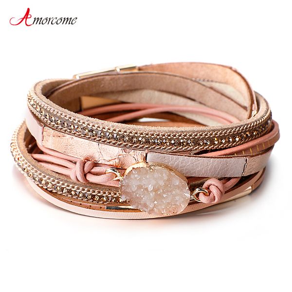 tennis amorcome resin charm leather bracelet for women fashion 2021 crystal multilayer bohemian wrap bracelets & bangles jewelry gift, Golden;silver
tennis amorcome resin charm leather bracelet for women fashion 2021 crystal multilayer bohemian wrap bracelets & bangles jewelry gift, Golden;silver