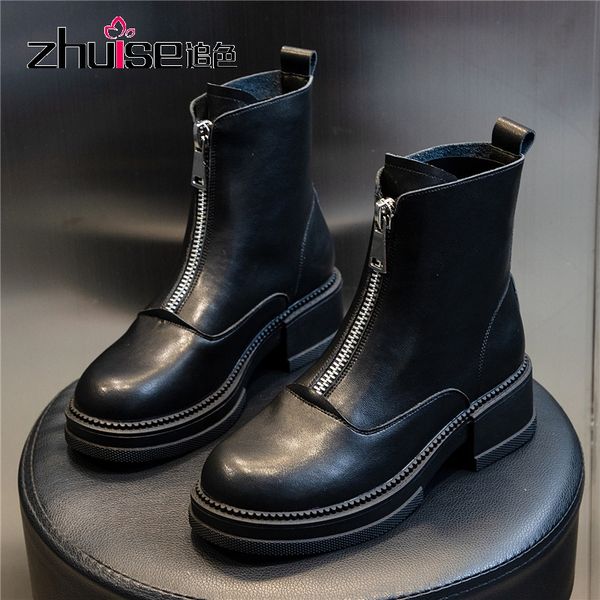 boots autumn and winter british style boots women wild women's shoes front zipper leather women's short, Black
boots autumn and winter british style boots women wild women's shoes front zipper leather women's short, Black