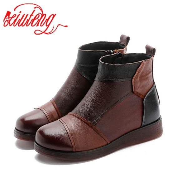 xiuteng women botas mujer watercolor flowe boots genuine leather splicing zipper flat short boots ladies shoes women winter, Black
xiuteng women botas mujer watercolor flowe boots genuine leather splicing zipper flat short boots ladies shoes women winter, Black