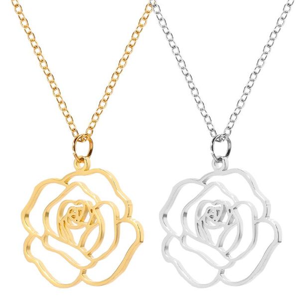 stainless steel necklace for women rose flower statement boho charm choker pendant necklace engagement jewelry, Silver
stainless steel necklace for women rose flower statement boho charm choker pendant necklace engagement jewelry, Silver