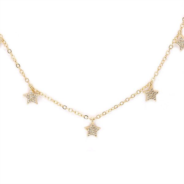 chokers fashion gold color 5 star pendant necklace cubic zircon crystal chore stars for women jewelry 2021, Golden;silver
chokers fashion gold color 5 star pendant necklace cubic zircon crystal chore stars for women jewelry 2021, Golden;silver