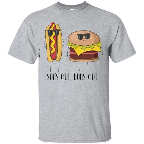 sun's out buns out dog and hamburger tee t shirt personality custom tee shirt