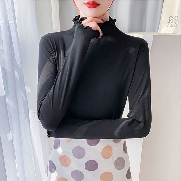 women's t-shirt women long sleeve t-shirts solid turtleneck thin fleece tees charm office ladies basic shirts fall female tshirts, White
women's t-shirt women long sleeve t-shirts solid turtleneck thin fleece tees charm office ladies basic shirts fall female tshirts, White
