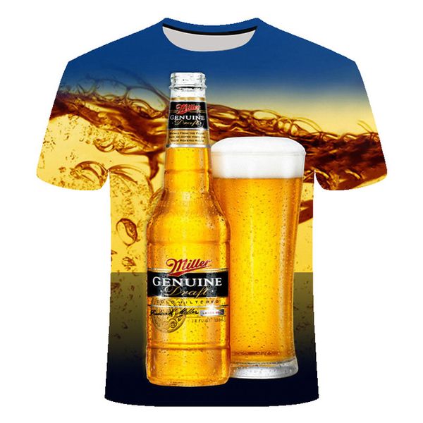 summer 3d beer letters print novelty street 3d print shirts oversized oversized kawaii men clothing