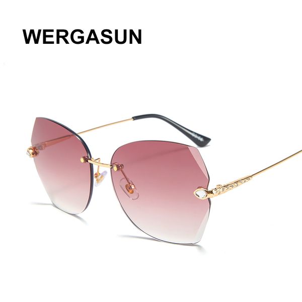 wergasun luxury rimless sunglasses women brand designer summer oversized vintage shades sun glasses for lady uv400, White;black 
wergasun luxury rimless sunglasses women brand designer summer oversized vintage shades sun glasses for lady uv400, White;black