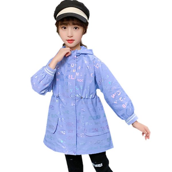 girls windbreaker hooded jacket for child clothing 2020 brand alphabet pink girls outerwear trench coat spring autumn 4-13t kids, Blue;gray 
girls windbreaker hooded jacket for child clothing 2020 brand alphabet pink girls outerwear trench coat spring autumn 4-13t kids, Blue;gray