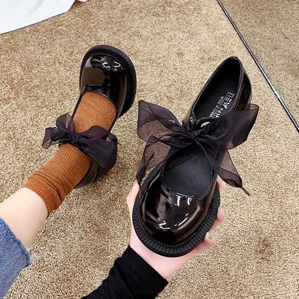 thick heeled mary jane shoes retro girl student's ribbon bow big toe shoes round head thick bottom english small leather, Black
thick heeled mary jane shoes retro girl student's ribbon bow big toe shoes round head thick bottom english small leather, Black