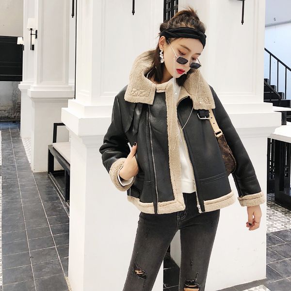 pu leather faux lamb velvet short parka jacket korean tooling motorcycle coat streetwear spring and autumn women clothing, Black;brown
pu leather faux lamb velvet short parka jacket korean tooling motorcycle coat streetwear spring and autumn women clothing, Black;brown