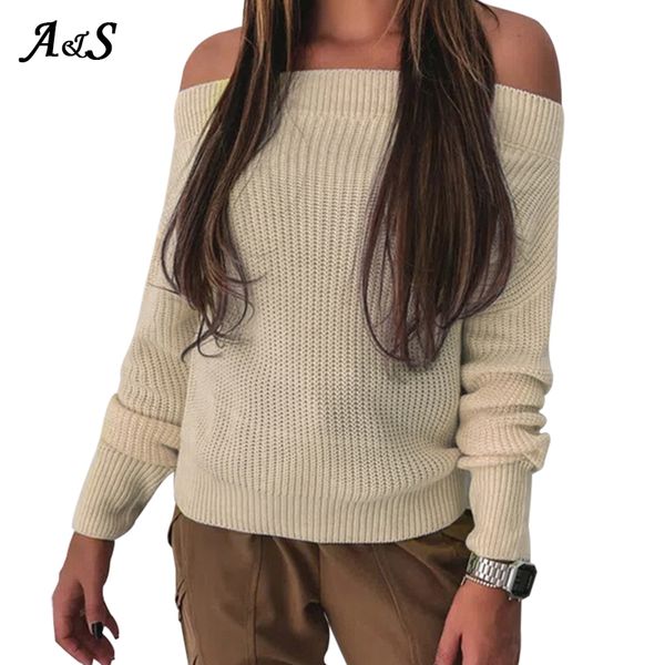 women's sweaters anbenser off shoulder sweater autumn winter long sleeve knitted casual solid loose pullover jumper, White;black
women's sweaters anbenser off shoulder sweater autumn winter long sleeve knitted casual solid loose pullover jumper, White;black
