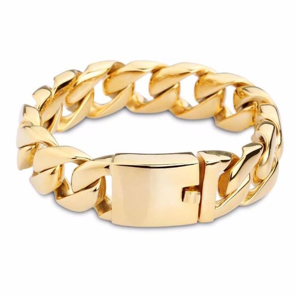 fashion mens bracelet jewelry gold tone 316l stainless steel curb cuban link chain bracelet 17mm*22cm, Black
fashion mens bracelet jewelry gold tone 316l stainless steel curb cuban link chain bracelet 17mm*22cm, Black