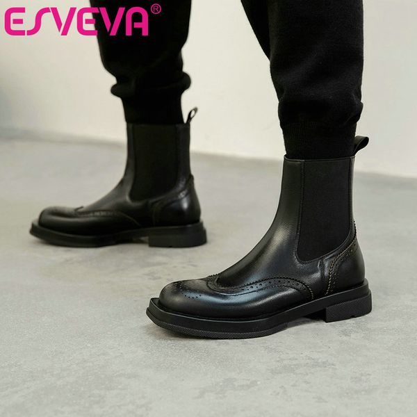 boots esveva 2021 round toe square low heel pu+leather ankle women shoes western style slip on black size 34-39
boots esveva 2021 round toe square low heel pu+leather ankle women shoes western style slip on black size 34-39