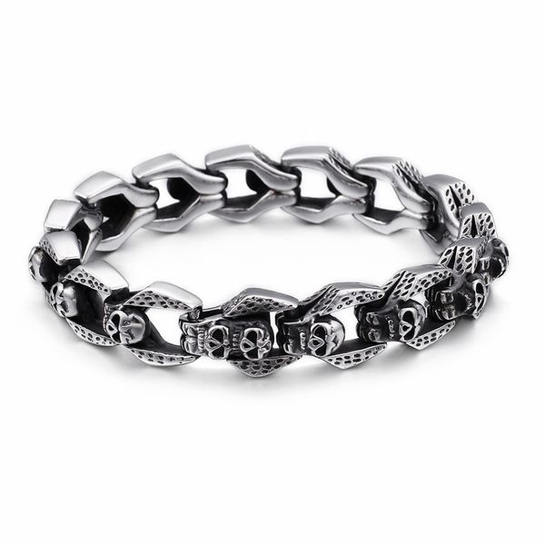 charm bracelets punk stainless steel multiple skull heads for men 22cm biker wrap handchain bracelet drop jewelry, Golden;silver
charm bracelets punk stainless steel multiple skull heads for men 22cm biker wrap handchain bracelet drop jewelry, Golden;silver