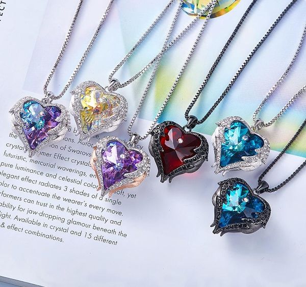 cedale europe and america popular accessories ocean heart necklace angel wings crystal clavicle chain necklace003, Silver 
cedale europe and america popular accessories ocean heart necklace angel wings crystal clavicle chain necklace003, Silver