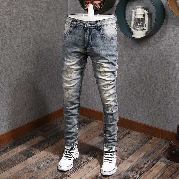 men's jeans italian style fashion men retro light blue elastic ripped vintage designer slim pants streetwear hip hop
men's jeans italian style fashion men retro light blue elastic ripped vintage designer slim pants streetwear hip hop