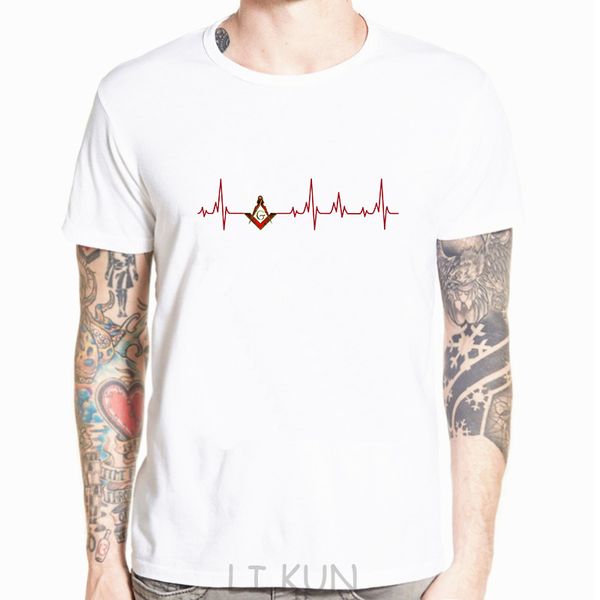 new o-neck short-sleeve ason heartbeat masonic t shirt for men