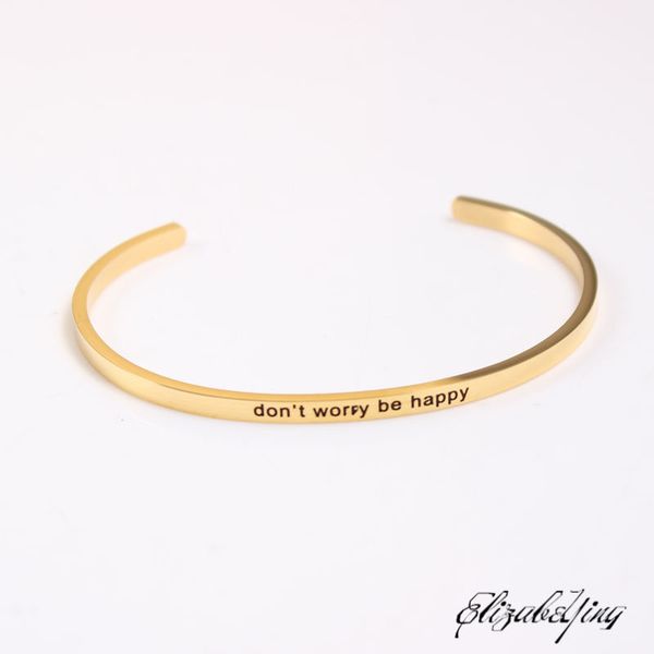 gold stainless steel engraved don't worry be happy hand imprint bangle for women gift, Black
gold stainless steel engraved don't worry be happy hand imprint bangle for women gift, Black