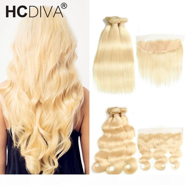 hcdive 613 blonde bundles with frontal closure brazilian virgin human hair straight body wave bundle with transparent lace, Black;brown 
hcdive 613 blonde bundles with frontal closure brazilian virgin human hair straight body wave bundle with transparent lace, Black;brown
