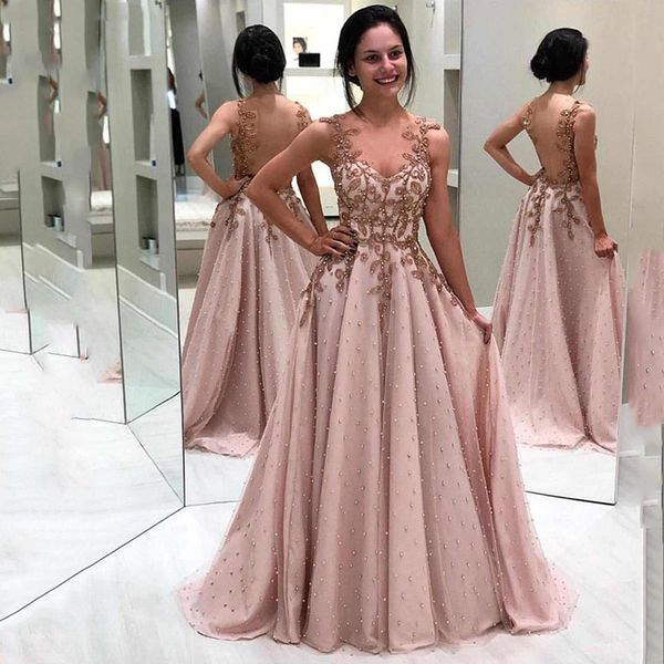 2020 backless long prom dresses appliques lace pearls beading arabic women formal event wear plus size evening gowns robe de soriee, Black
2020 backless long prom dresses appliques lace pearls beading arabic women formal event wear plus size evening gowns robe de soriee, Black
