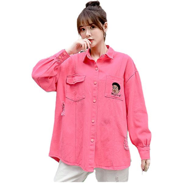 new denim jacket for women 2020 autumn jacket vintage hole loose single-breasted cartoon embroidery denim, Black;brown
new denim jacket for women 2020 autumn jacket vintage hole loose single-breasted cartoon embroidery denim, Black;brown