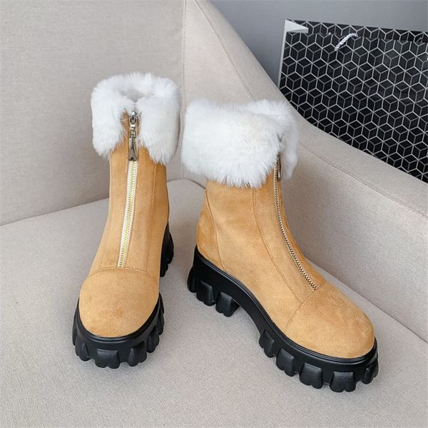 pxelena large size 34-45 women winter snow boots chunky high heels platform creepers front zip fur plush warm ankle combat shoes, Black
pxelena large size 34-45 women winter snow boots chunky high heels platform creepers front zip fur plush warm ankle combat shoes, Black
