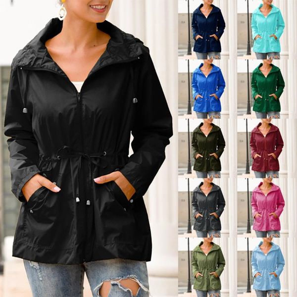 slim trench coat korean outwear women autumn winter hooded waterproof zipper mid-length windproof waterproof raincoat jacket, Blue;black
slim trench coat korean outwear women autumn winter hooded waterproof zipper mid-length windproof waterproof raincoat jacket, Blue;black