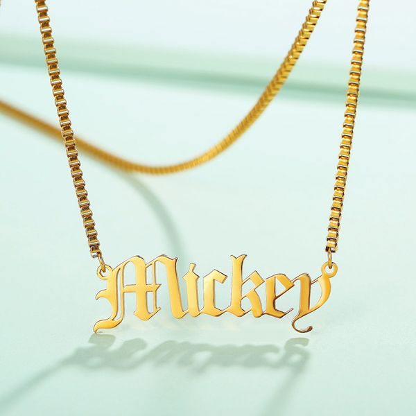 100% stainless steel old english name necklace for box chian link adjustable women fashion dropshipping jewlery, Silver
100% stainless steel old english name necklace for box chian link adjustable women fashion dropshipping jewlery, Silver