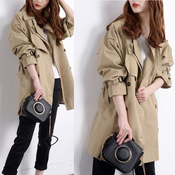 women's trench coats khaki coat women 2021 spring double breasted belt slim windbreaker femmino autumn fashion leisure outerwear, Tan;black
women's trench coats khaki coat women 2021 spring double breasted belt slim windbreaker femmino autumn fashion leisure outerwear, Tan;black