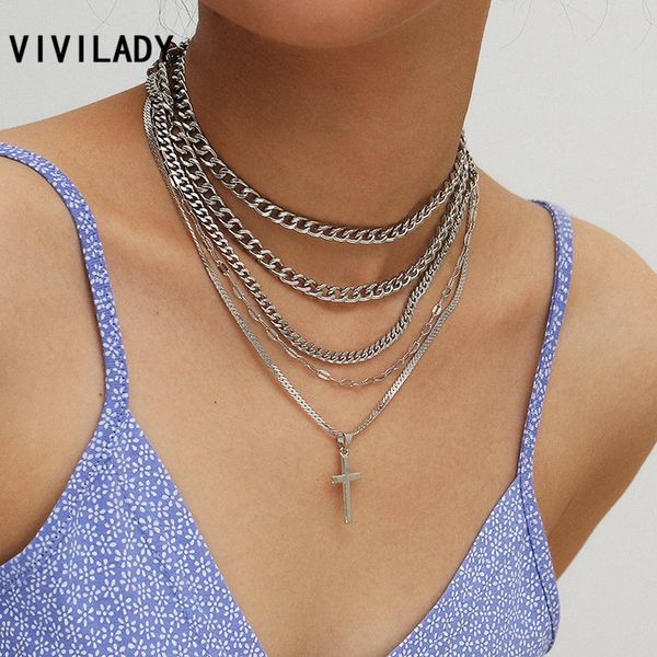vivilady ins multilayer chain hiphop women choker necklaces chic cross pendant clavicle chain for female jewelry bijoux, Silver
vivilady ins multilayer chain hiphop women choker necklaces chic cross pendant clavicle chain for female jewelry bijoux, Silver