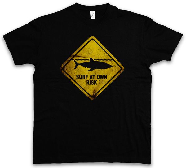 2019 shark warning sign t-shirt surfer diver taucher jaws tiger white killer