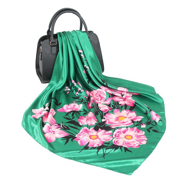 fashion satin silk scarf women floral print handkerchief shawls and wraps hijab female 90*90cm bandanna hair / head scarves, Blue;gray
fashion satin silk scarf women floral print handkerchief shawls and wraps hijab female 90*90cm bandanna hair / head scarves, Blue;gray