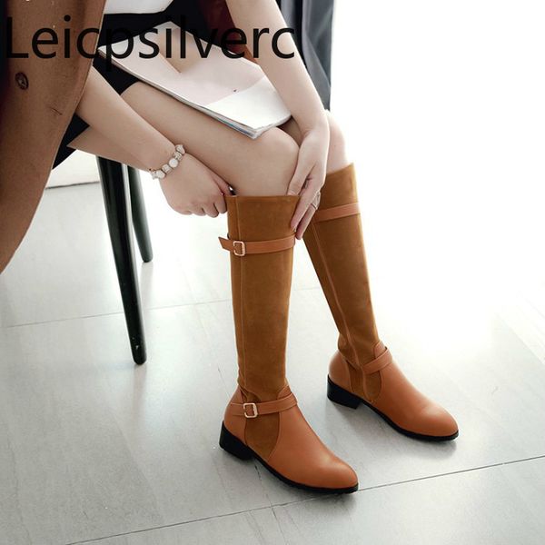 women's boots winter new style fashion belt buckle round head zipper thick heel low-heeled women's high boots plus size 32-43, Black
women's boots winter new style fashion belt buckle round head zipper thick heel low-heeled women's high boots plus size 32-43, Black
