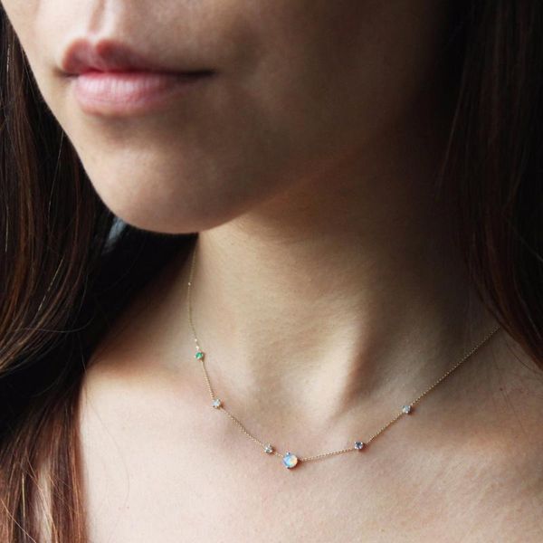 fire opal stone charm necklace lucky color of fatima pendant gold color tiny thin link chain choker necklace women lady jewelry, Silver 
fire opal stone charm necklace lucky color of fatima pendant gold color tiny thin link chain choker necklace women lady jewelry, Silver