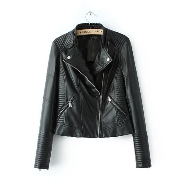 clothing long sleeve leather pu leather zipper collar female temperament of cultivate morality short jacket, 1552, Black
clothing long sleeve leather pu leather zipper collar female temperament of cultivate morality short jacket, 1552, Black