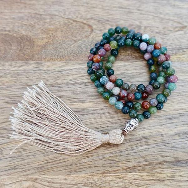 108 beads a-gate mala necklace 6mm meditation beads handmade tassel necklace natural stone beaded collar healing jewelry, Silver
108 beads a-gate mala necklace 6mm meditation beads handmade tassel necklace natural stone beaded collar healing jewelry, Silver