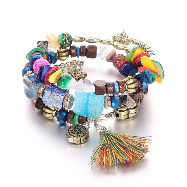 charm bracelets europe and the united states summer bohemia jewelry crystal resin beads wrapped tassel pendant bracelet female, Golden;silver
charm bracelets europe and the united states summer bohemia jewelry crystal resin beads wrapped tassel pendant bracelet female, Golden;silver