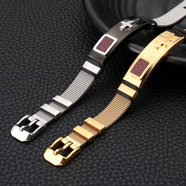 link, chain 10mm 8.5'' fashion stainless steel adjustable wrist strap bracelet bangle gold punk hip-hop boy mens bling xmas gift, Black
link, chain 10mm 8.5'' fashion stainless steel adjustable wrist strap bracelet bangle gold punk hip-hop boy mens bling xmas gift, Black