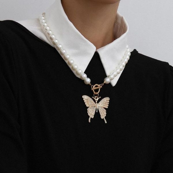 fashion personality retro big butterfly micro-inlaid necklace female business imitation pearl single layer ot buckle necklace, Silver
fashion personality retro big butterfly micro-inlaid necklace female business imitation pearl single layer ot buckle necklace, Silver