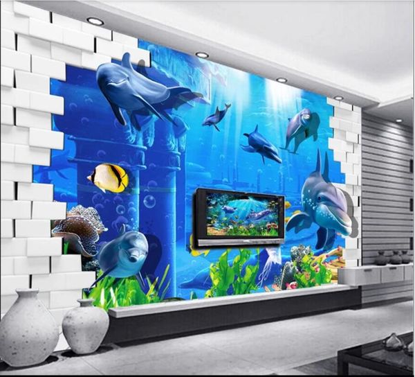 custom mural p wallpaper 3d underwater world dolphin brick wall background home decor wall papers in the living room
custom mural p wallpaper 3d underwater world dolphin brick wall background home decor wall papers in the living room