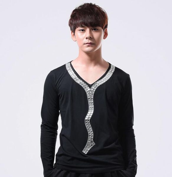 fashion punk slim shirt men long sleeve shirt teenage korean v collar mens personality stage singer dance black, White;black
fashion punk slim shirt men long sleeve shirt teenage korean v collar mens personality stage singer dance black, White;black