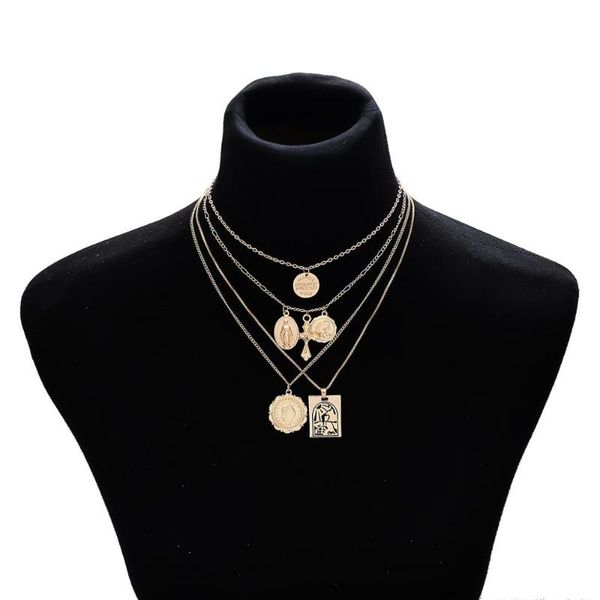 women's vintage personality portrait cross necklace embossed multilayer creative sweater chain jewelry, Silver
women's vintage personality portrait cross necklace embossed multilayer creative sweater chain jewelry, Silver
