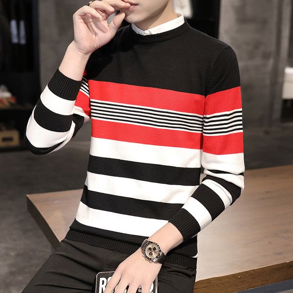2020 men's stripes handsome crew neck long sleeves sweater teen fall new leisure wild sweater, White;black
2020 men's stripes handsome crew neck long sleeves sweater teen fall new leisure wild sweater, White;black